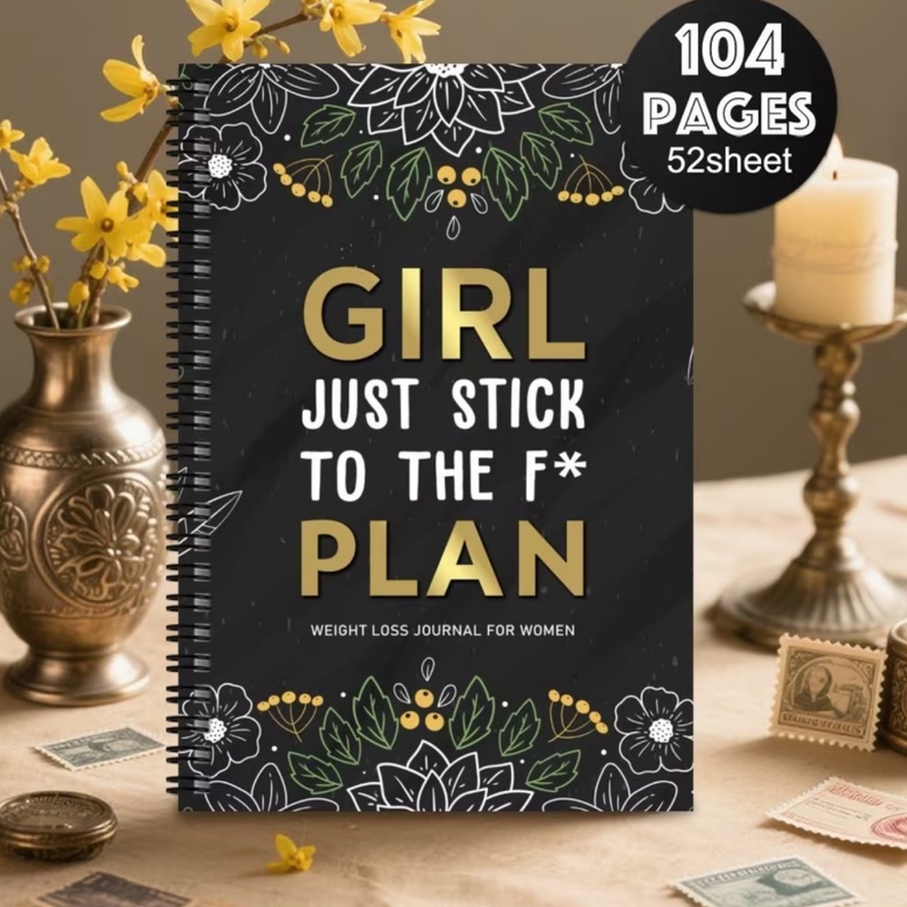 104 pages Motivational Weight Loss Journal - Black and Gold NEWA guided prompts